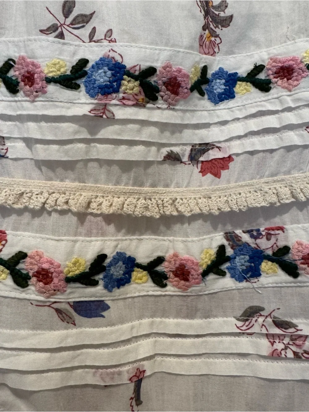 Free People White The Way Back Floral Print Maxi Top /Dress Cotton Embroidery XS